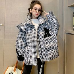 Daunenmantel Winter Plaid Jacke für Mädchen mit Kapuze Daunen Baumwollmäntel verdicken warme Kinder Mädchen Mantel Kinder Teenager Parkas Oberbekleidung CH16 231017