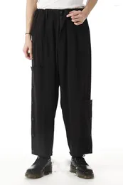 Men's Pants Dark Stitched Irregular Loose Style Casual Large Size Capris Straight Trendy Men