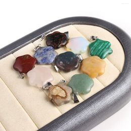 Pendant Necklaces Hexagram Natural Agates Charms Mix Colour Stone For Women Making DIY Jewerly Necklace Accessories Wholesale