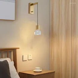 Wall Lamps Modern Copper LED Light Gold Black Clear Acrylic Lamp 4000K For Bedroom Parlour Hallway Wire Adjustable