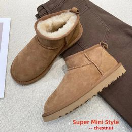 Warm Snow Fur Ladies Sheepskin Real Wool 483 Low-cut Shoes Slippers Man Women Winter Short Boots Super Mini 231018 619