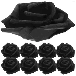 Decorative Flowers 100 Pcs Artificial Rose Roses Black Wedding Decorations Faux Crafts Heads Bulk Fake