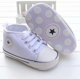 Baby Boys Girls Canvas Shoes 018M Kids Soft Soled Sneakers Bebe LaceUP Crib Footwear Newborn Infant Toddler First Walkers1675507
