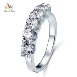 Peacock Star 1 25 Carat Five 5 Stone Solid 925 Sterling Silver Ring Bridal Jewellery Wedding Band CFR8039 CJ191216249L