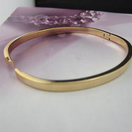 Women Fashion 18K Yellow Gold Filled Openable Bangle Bracelet Solid Squarish Oval Shaped 4MM Smooth Hinged263W