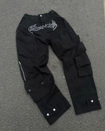 Men's Hoodies Sweatshirts Y2k Jeans Harajuku Hip Hop Retro Black Multi Pocket Cargo Pants Man Punk Gothic Baggy Wide Leg Trousers Streetwear 231018