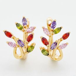 Dangle Earrings Colourful Flower Water Drop Natural Zircon 585 Rose Gold Women Fashion Jewellery Party Cute Metal Fine