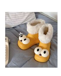 Designer Creative fun cute big eyes plush warm black grey snow boots women's fashion outdoor waterproof hose boots