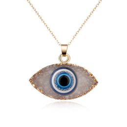 Pendant Necklaces Natural Stone Necklace For Women Long Chain Crystal Turkish Eye Girls Luck Jewelry238R