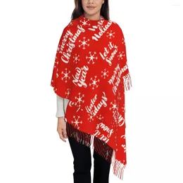 Scarves Women's Scarf With Tassel Christmas Lettering Pattern Large Soft Warm Shawl Wrap Year Reversible Pashmina