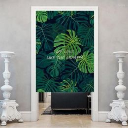 Curtain Tropical Palm Leaves Japanese Style Door Curtains Noren Living Room Kitchen Decor Partition Cortinas Doorway Decorative Drapes