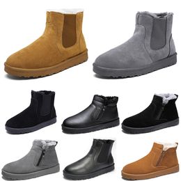 GAI GAI GAI Unbranded Snow Boots Mid-top Men Woman Shoes Brown Black Grey Leather Fashion Trend Outdoor Cotton Warm