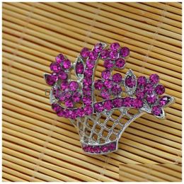 Pins, Brooches Pins Brooches Crystal Rhinestones Flower Basket Brooch Delicate Lapel Pin Jewellery Accessories For Womenrosy Jewellery Dhkzf