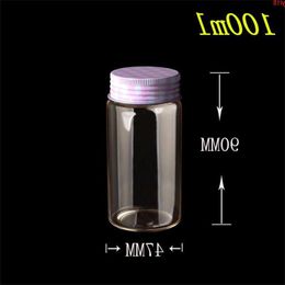 47*90*34mm 100ml Glass Jars Silicone Stopper Aluminium Cap Empty Bottles Transparent Canned Food Containers 12pcsgood qty Tdgln