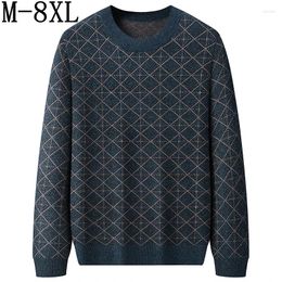 Men's Sweaters 8XL 7XL 6XL Fall Winter High End Luxury Cashmere Sweater Men Fashion Argyle Plaid Pullover Man Soft Warm Pull Homme
