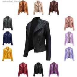 Women's Leather Faux Leather Brand Fashion Women Leather Jacket Thin Slim Jackets L231018