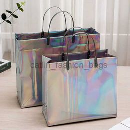 Shoulder Bags PVC Laser Sopping Bag Snap Reusable Women Sopping Storage Bags Female Waterproof Tick andbag Tote Bagcatlin_fashion_bags