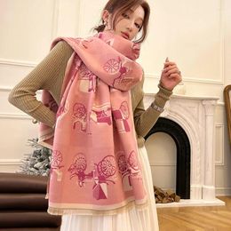 Scarves Winter Cashmere Scarf Women Luxury Horse Print Female Shawl Wrap Lady Thick Warm Blanket Gift Echarpe Pashmina