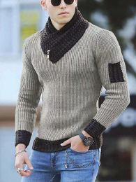 Korean Fashion Autumn Men Casual Vintage Style Sweater Wool Turtleneck Oversize 2023 Winter Men Warm Cotton Pullovers