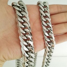 22''- 28'' Lenght 12mm wide American design Jewelry 316L Stainless Steel double Cuban chain Link Necklace for 2204