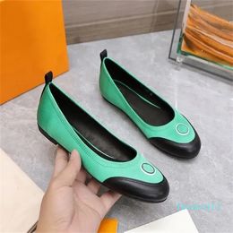 Leather Patchwork Women Flat Loafers Shoes Ballet Flats Dress Shoes For Women Autumn Designer Mary Jane Shoes