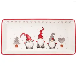 Dinnerware Sets Christmas Steak Plate Storage Serving Dish Ceramic Rectangular Dessert Breakfast Biscuits