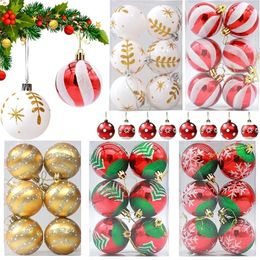 Other Event Party Supplies 6Pcs Christmas Decorative Balls Green Xmas Tree Pendants Red Snowflake Branches Style Home Decoration Toy 231017