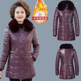 Women's Trench Coats Women Jackets Winter Coat Mom's Thickened Leather Cotton Clothes Slim Pu Fur For P62