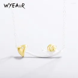 Pendants WYEAIIR 925 Sterling Silver Original Art Cute Mini Mushroom Snail Fine Jewelry Luxury Female Necklace