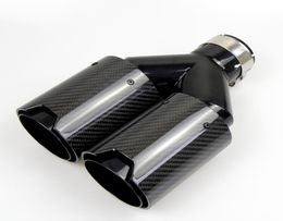 Dual Carbon Fibre Exhaust pipe Black Stainless Steel Universal End Muffler for BMW6627575