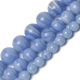 Other Natural Stone Beads Blue Lace Agates Round Loose For Jewellery Making Needlework Diy Charms Bracelet 6 8 10mm262W