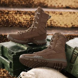 Boots Luxury Brand Men Fashion Military Genuine Leather HighTop Mens Shoes NonSlip Outdoor Male Handmade Desert 231018