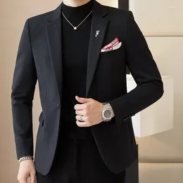 Men's Suits Fashion Gentleman Korean Version Of European Velvety Casual Slim-fit British Style Business Hosting Wedding Blazer