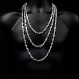 New Hip hop 5A cz tennis chain necklace Plated gold silver punk 5mm cz zircon paved long necklaces for women boy friend whole242t