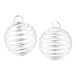 100Pcs DIY Silver Spiral Bead Cages Pendants Jewellery Findings Handmade Components Jewellery Making Charms 15X14MM 25X20MM 30X25MM2653