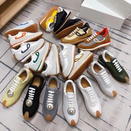 Loeweelies Casual Designer shoe Shoes Spanish Nylon Suede Platform Sneakers Flow Runner shoe Lace Up Sneaker Rubber Wave Sole Soprt Shoes