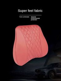 Seat Cushions Luxury Car Waist Pillow Leather Embroidered Backrest Lumbar Support Cushion Memory Foam Auto Seat Travel Back Pillow Q231018