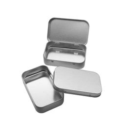 Metal Packaging Tin Boxes Silver Rectangle Storage Cases Sealing Organisation For Dry Herb Cut Tobacco Rolling Cigarette DAB Wax Candy Lip Balm Solid Perfumes Cans