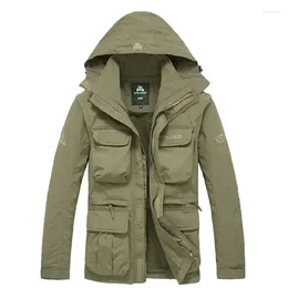 Men's Jackets Men Tactical Jacket Autumn Quick Dry 2 En 1 Military Style Army Coat Male 2023 Multi Pocket Hooded Windbreaker Waterproof