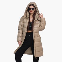 Womens Down Parkas SANTELON Women Winter Thick Warm Long Parka With Adjustable Hood Female Windproof Puffer Jacket Coat Fashion Solid Outerwear 231018