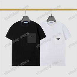 22ss Men Women Designers T-Shirts tee Nylon triangle short sleeve Man Crew Neck paris Fashion Streetwear black white S-2XL175S