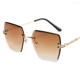 Sunglasses Classic Square Women Brand Designer Driver Gradient Vintage Sun Glasses Female Fashion Rimless Metal