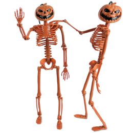Other Event Party Supplies Halloween Pumpkin Skeleton Decoration Full Body Posable Joints 38cm Skeleton for Haunted House Outdoor Spooky Party Favors 231017