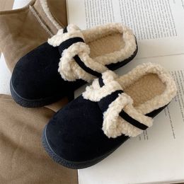 New fashion vintage style suede shoes autumn and winter warm black indoor comfortable soft sole cotton shoes