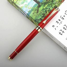 High Quality 86 Red Wood Rollerball Pen School Supplies Calligraphy Signature Ink Pens For Writing Refill 0.7mm Medium Nib