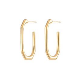 U Shaped Square Hoop Earrings for Women Luxury Stainless Steel Circle Earring New Trending Wedding Aesthetic Girls Jewellery