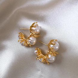 Dangle Earrings 2023 Korean Design Fashion Jewellery 14K Gold Plated Claw Pearl C Elegant Women's Party Accessories