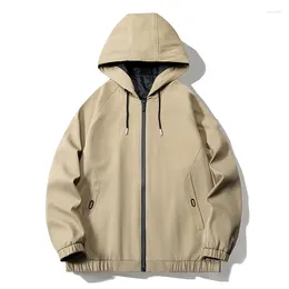 Men's Jackets Hooded Jacket For 2023 Spring And Autumn Casual Fashion Top Middle-aged Young Solid Colour Work Coat