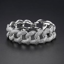 18mm Silver Rose Glod Cuban Miami Chain Bracelets for Women Men CZ Zircon Pave Bling Out link Chain Hip Hop Rapper Jewelry3458