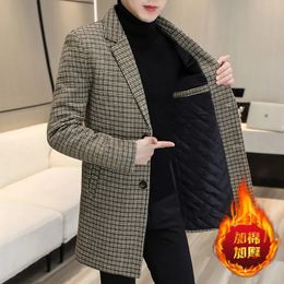 Men's Wool Blends 2023 Autumn Winter Woolen Jacket Long Thickened Overcoat Slim Fit Casual Business Coat Streetwear Men Clothing 231017
